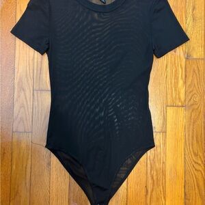 Forever 21 Black Sheer Short Sleeve Bodysuit